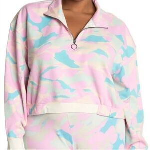 NWT Abound Camo Print Balloon Sleeve Quarter Zip Sweatshirt size S